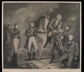 Tod von General Abercromby in der Schlacht von Alexandria, Ägypten 1801, graviert mit Schlüssel von E. Mitchell, veröffentlicht 1801